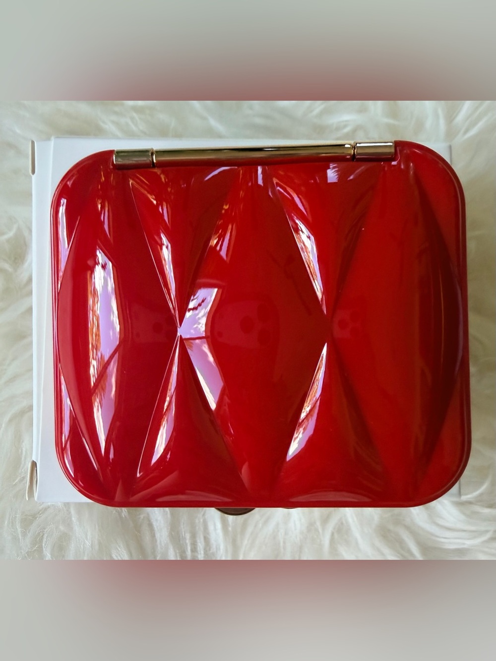 MUI MUI Red Compact Mirror NEW in Box w Bag. Mirrors SEALED. Gold Accents. - Picture 5 of 9